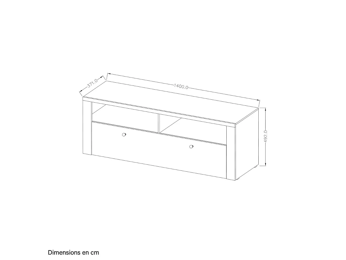 TV-Möbel 1 Tür 140 cm Amaury Bois Blanc