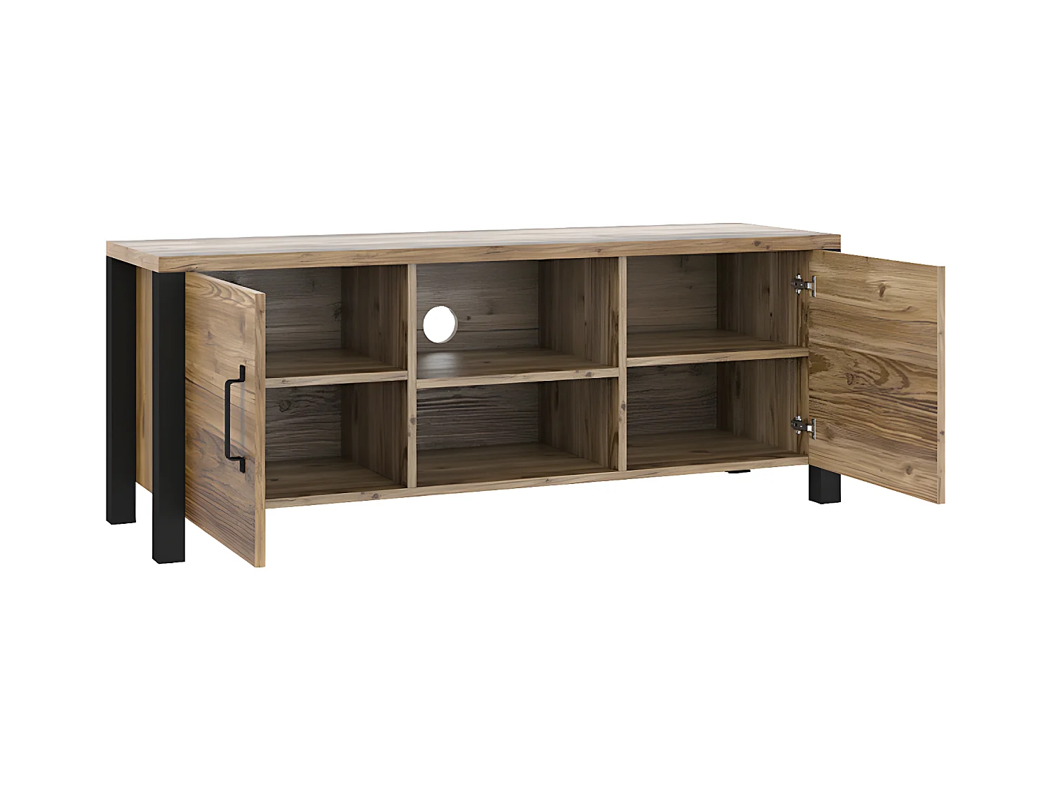 Szafka RTV OLIN 2D 147 appenzeller fichte/czarna