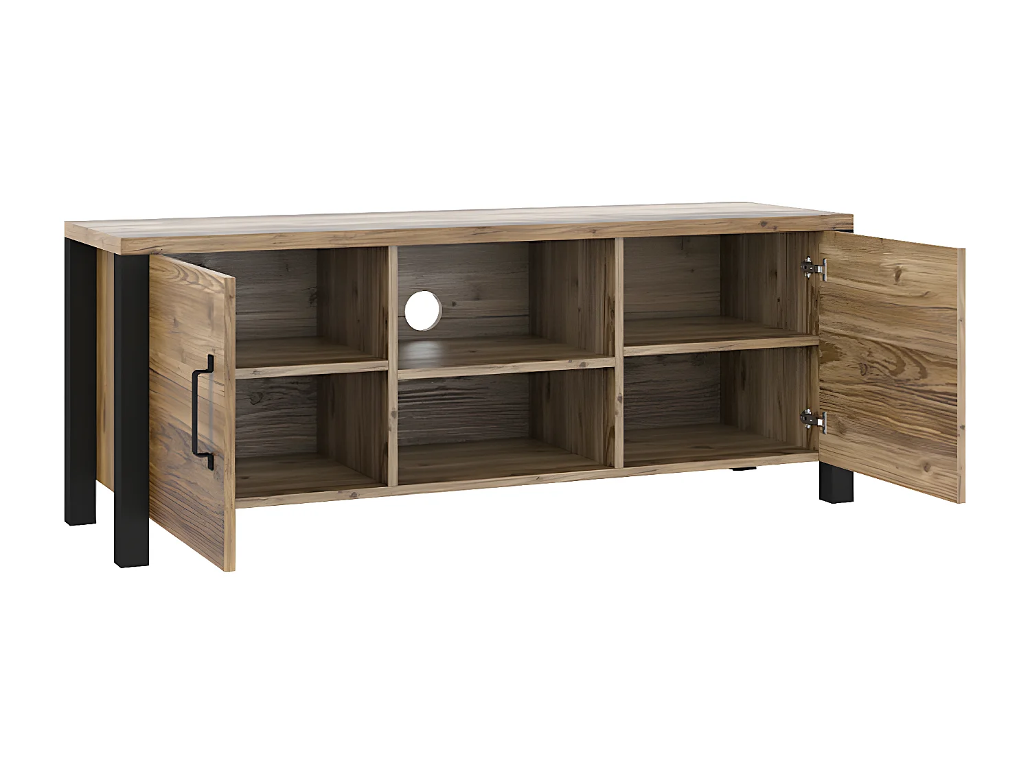 2-deurs TV-meubel 147 cm Lyam Hout en Zwart