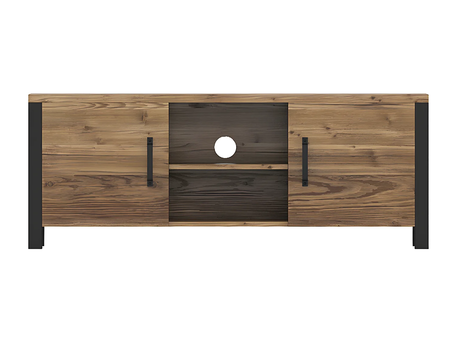 2-deurs TV-meubel 147 cm Lyam Hout en Zwart