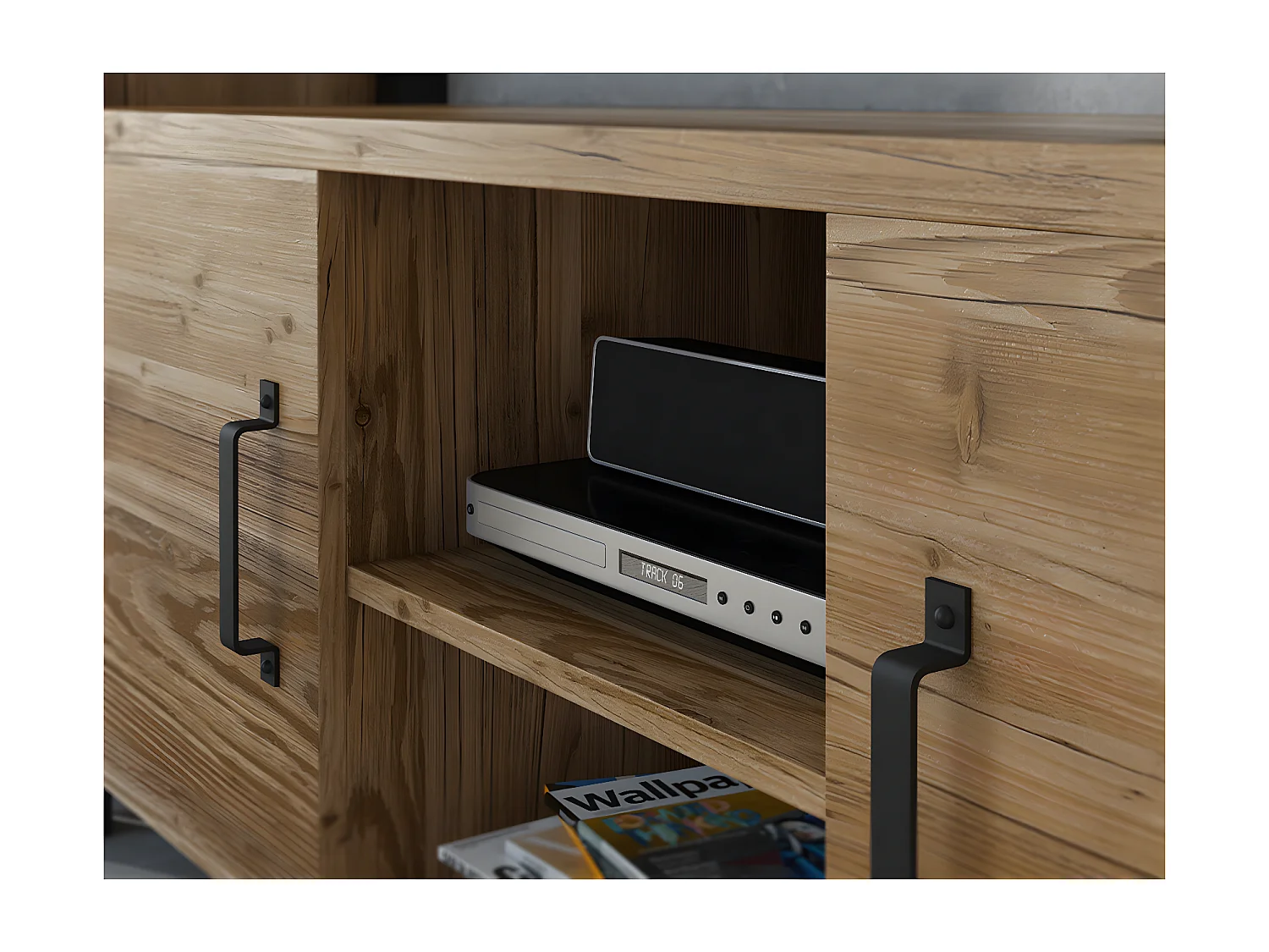 2-deurs TV-meubel 147 cm Lyam Hout en Zwart