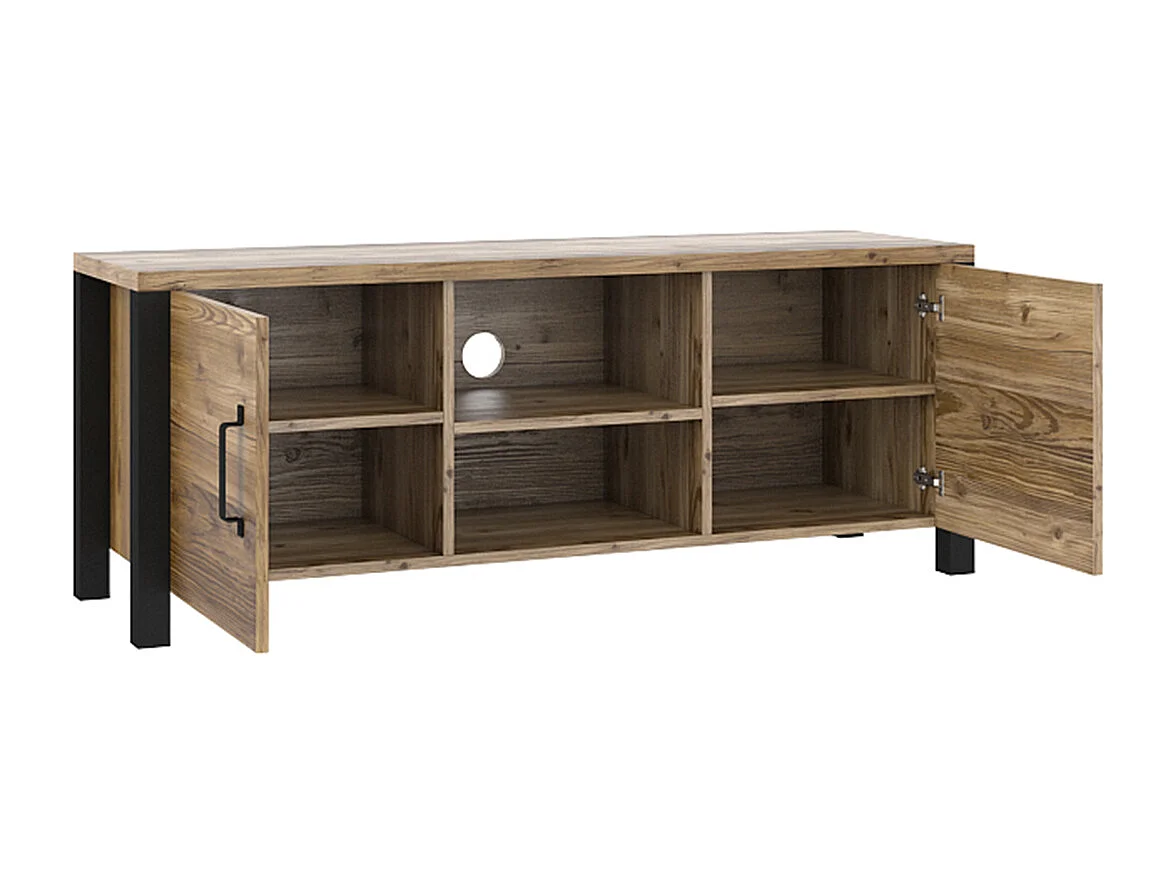 2-deurs TV-meubel 147 cm Lyam Hout en Zwart