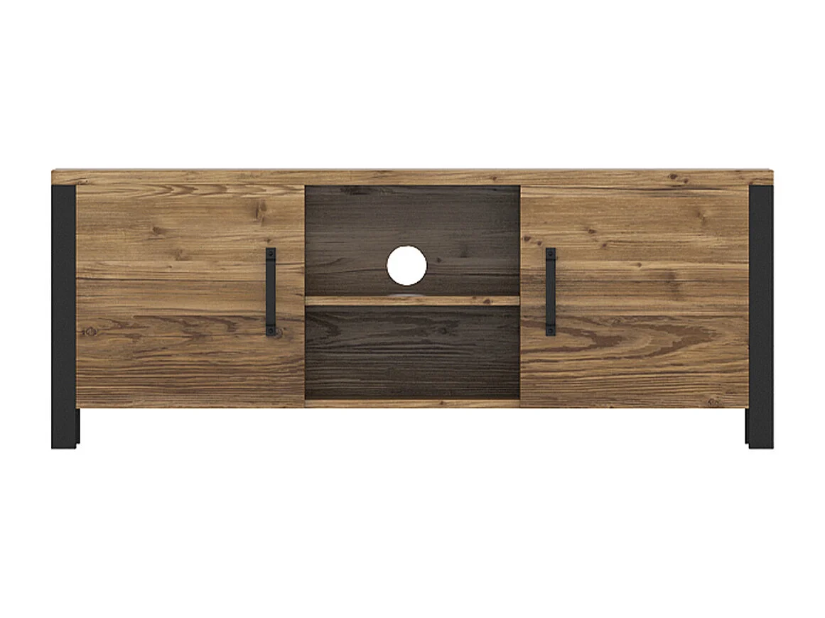 2-deurs TV-meubel 147 cm Lyam Hout en Zwart