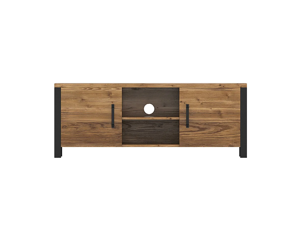 TV-Möbel mit 2 Türen 147 cm Lyam Holz und Schwarz