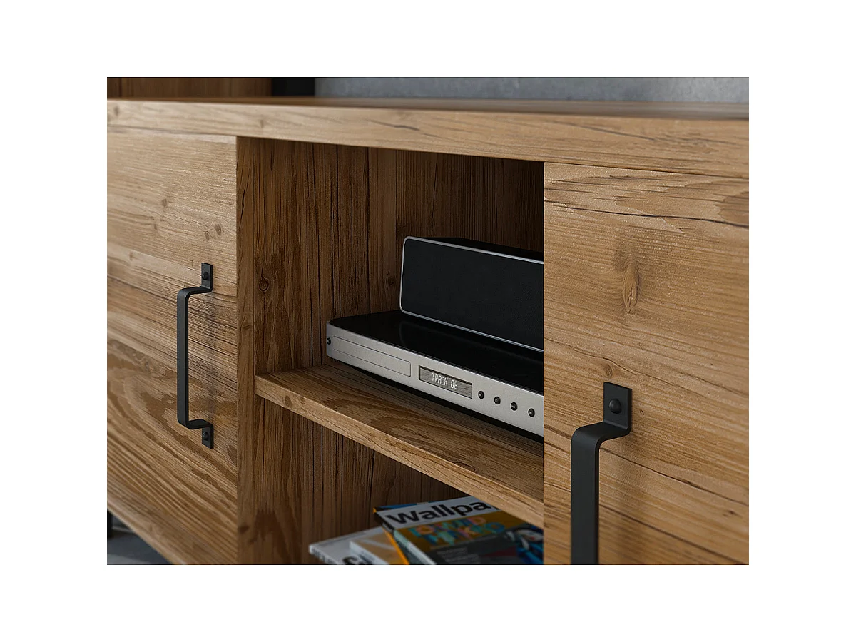 Porta TV 2 ante 147 cm Legno Lyam e Nero
