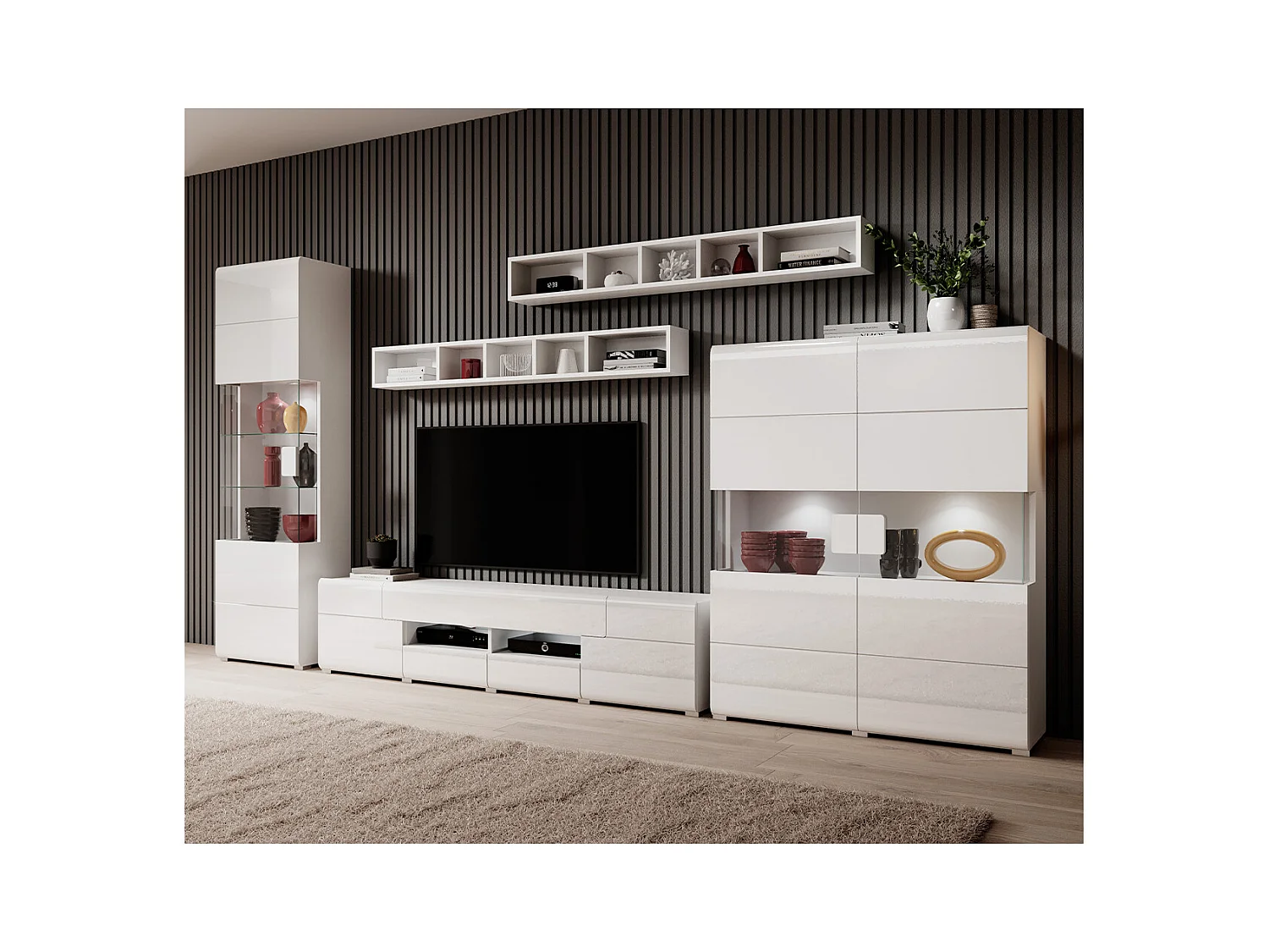 Szafka RTV TOLEDO 2D4S 208 biała połysk