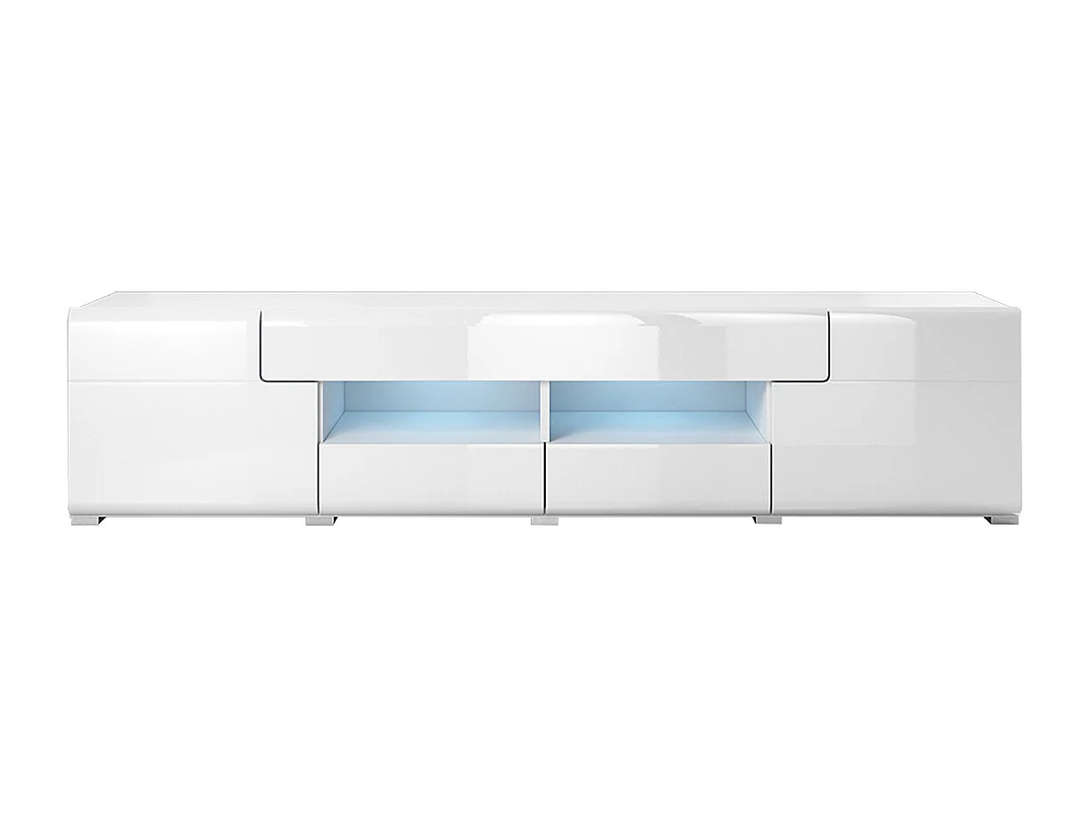 Meuble TV 2 portes 2 tiroirs 208 cm Jules Blanc