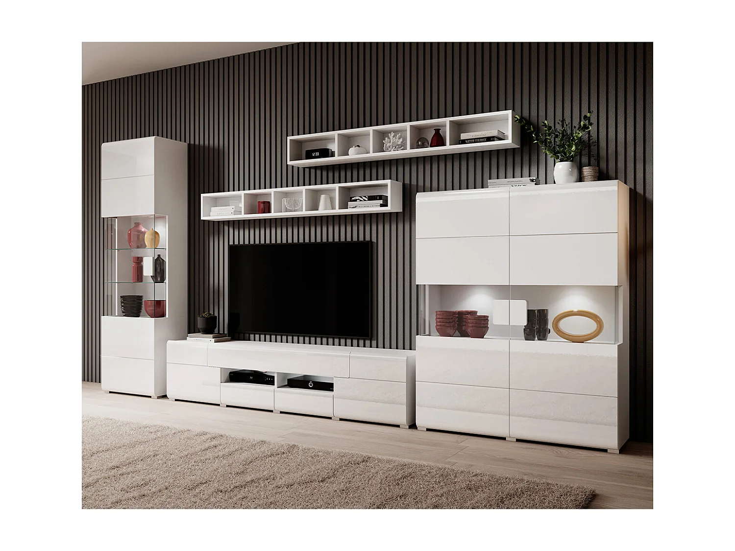 2-deurs TV-meubel met 2 laden 208 cm Jules Wit