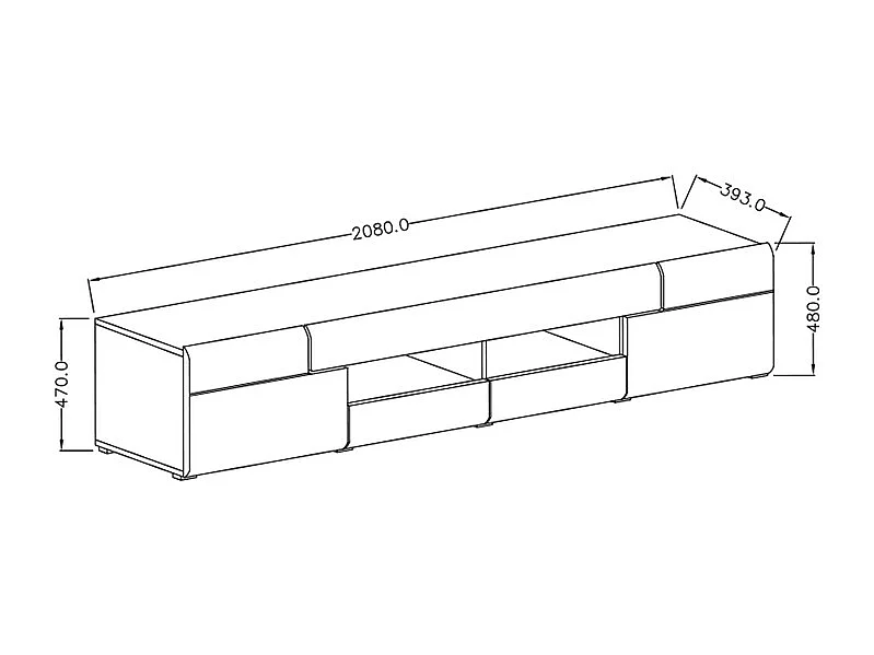 2-deurs TV-meubel met 2 laden 208 cm Jules Wit
