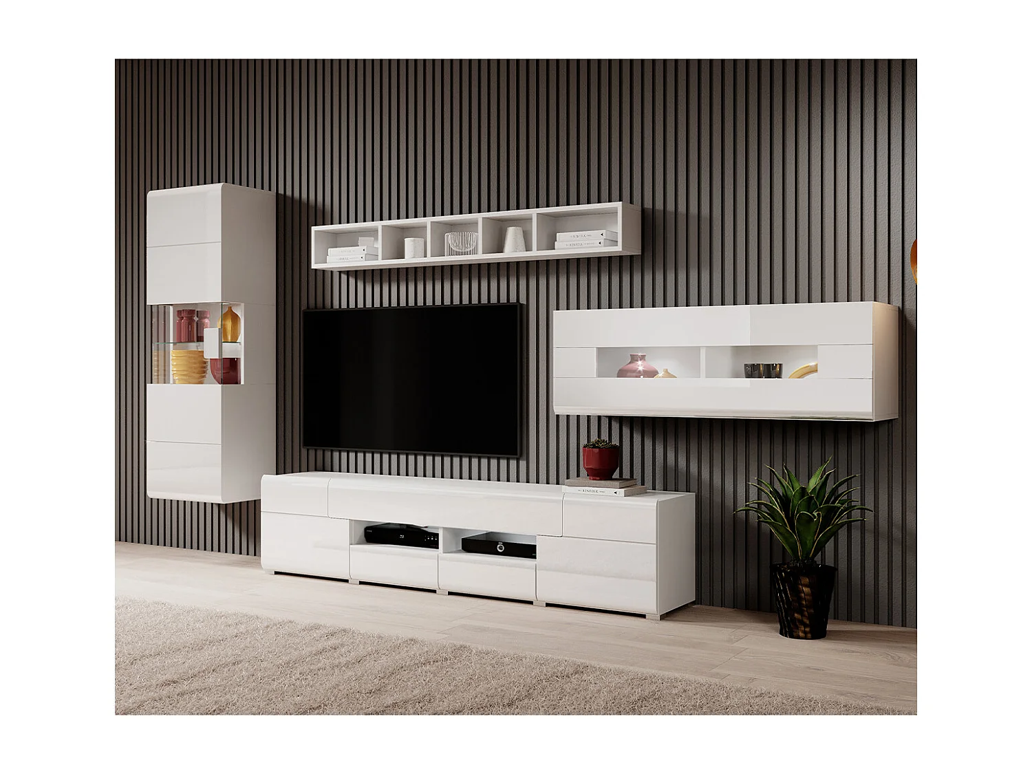 TV stand 2 doors 2 drawers 208 cm Jules White