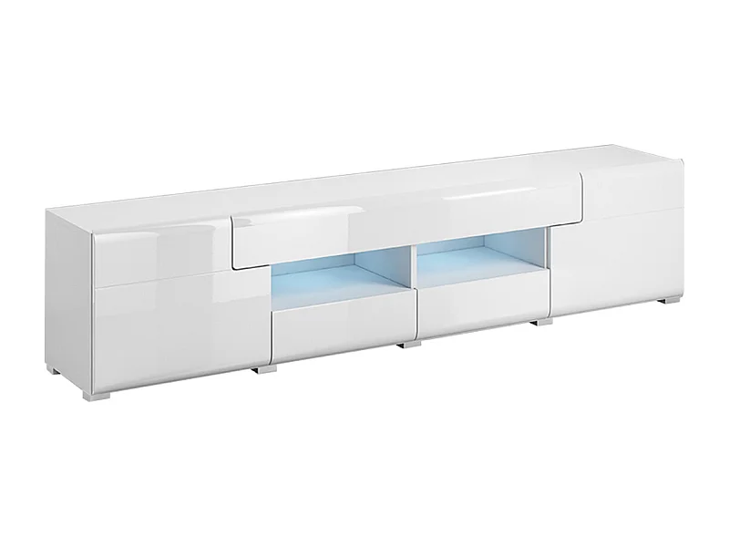 Meuble TV 2 portes 2 tiroirs 208 cm Jules Blanc