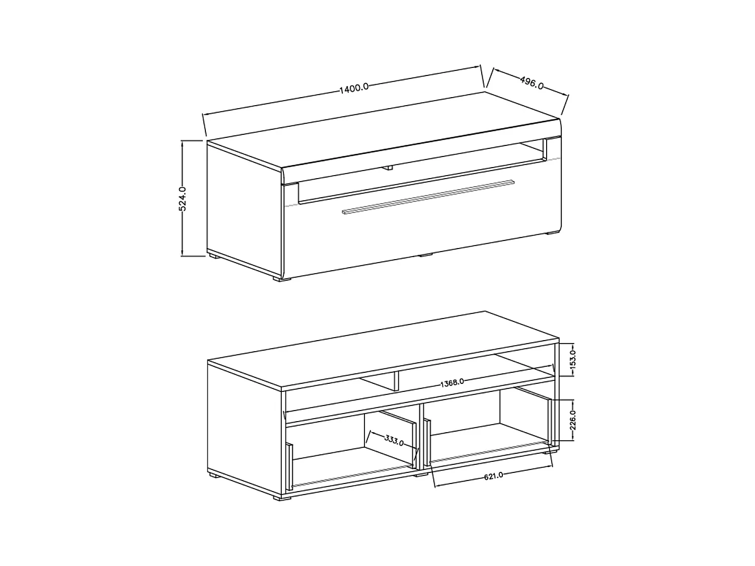 Mueble TV 2 cajones 140 cm Louis Blanco