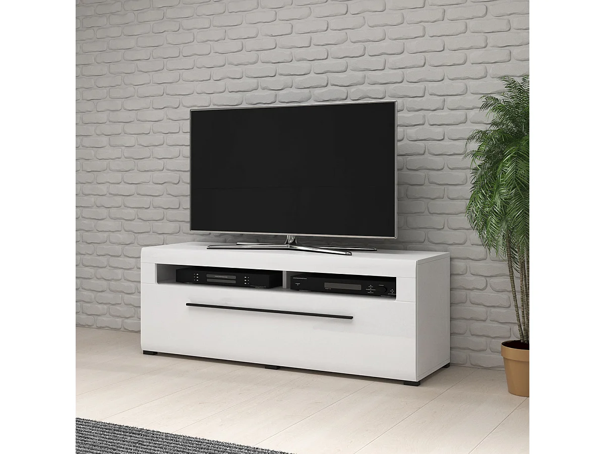 TV-Möbel mit 1 Schublade 140 cm Louis Weiß