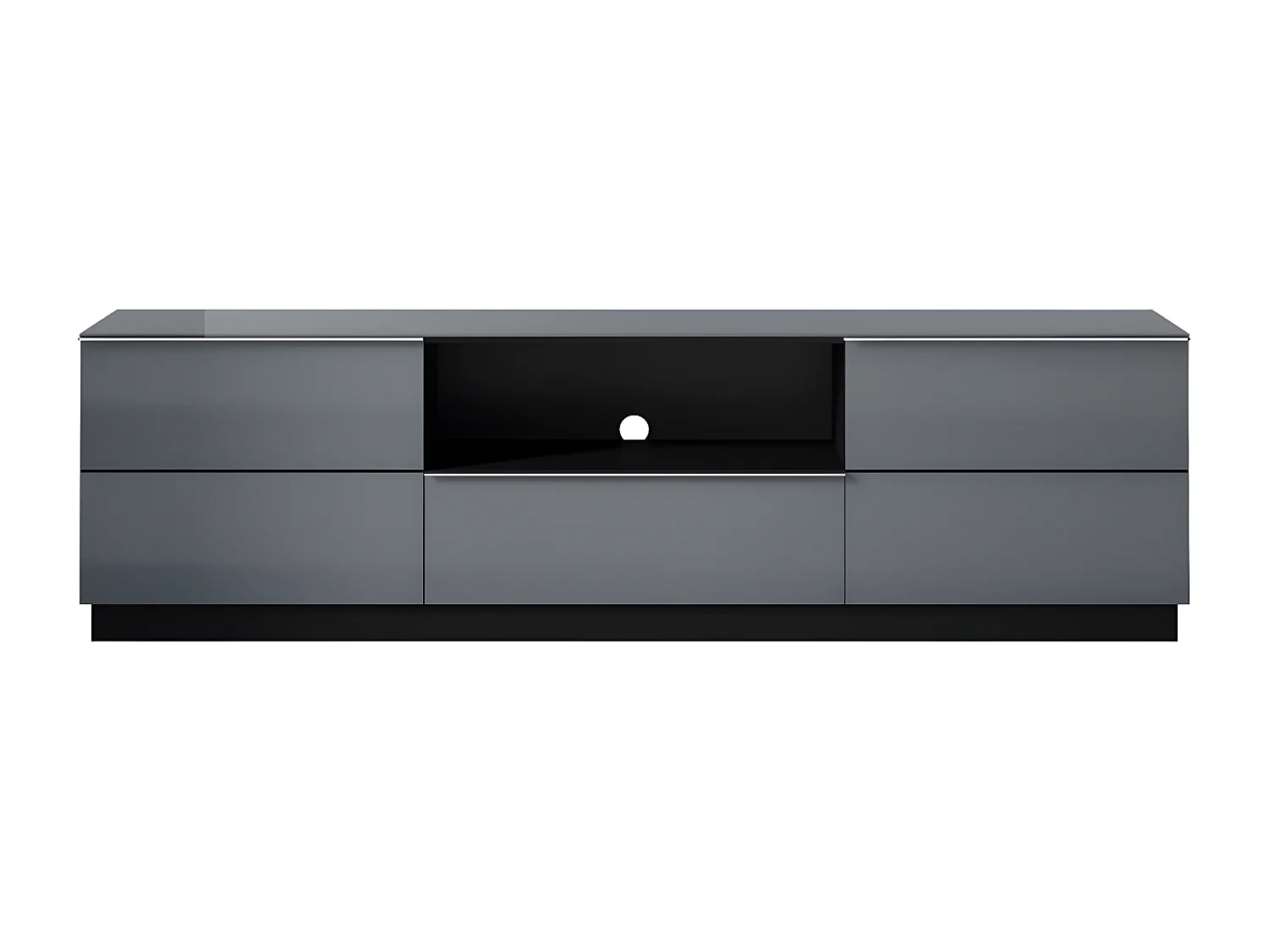 Meuble TV sur pied ou mural 2 portes 1 tiroir 180 cm Mathis Gris et Noir