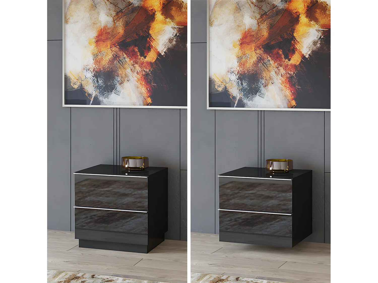 Mathis TV- of wandmeubel, 2 laden, 50 cm, zwart