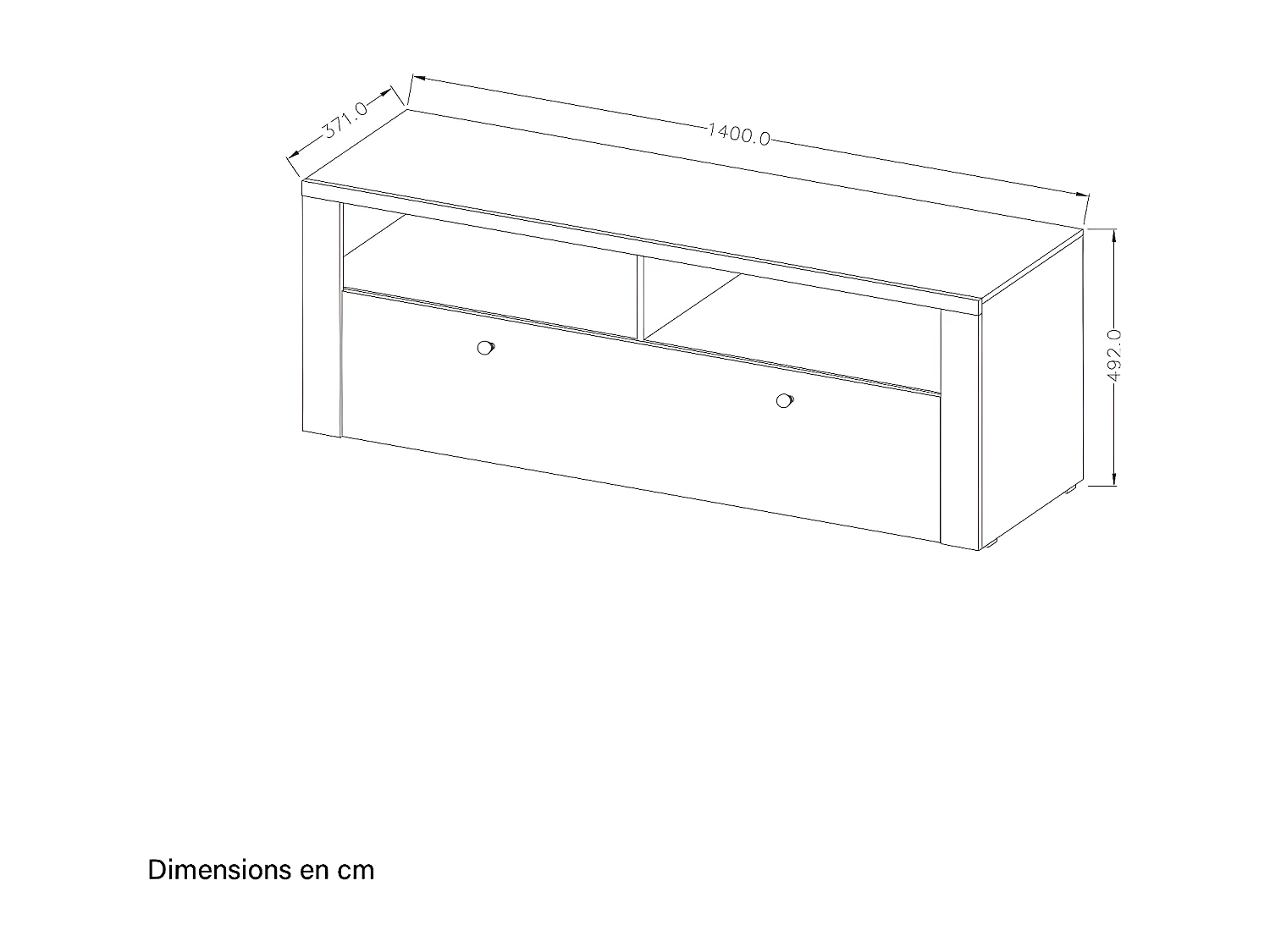 Meuble TV 1 porte 140 cm Amaury Bois