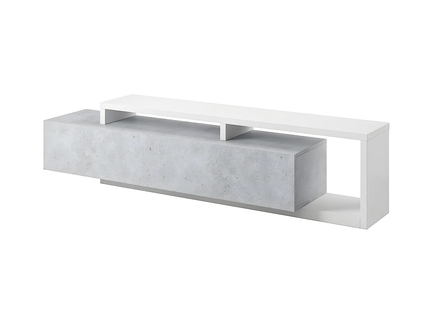 Móvel TV 1 gaveta Ilyes branco e betão 219cm