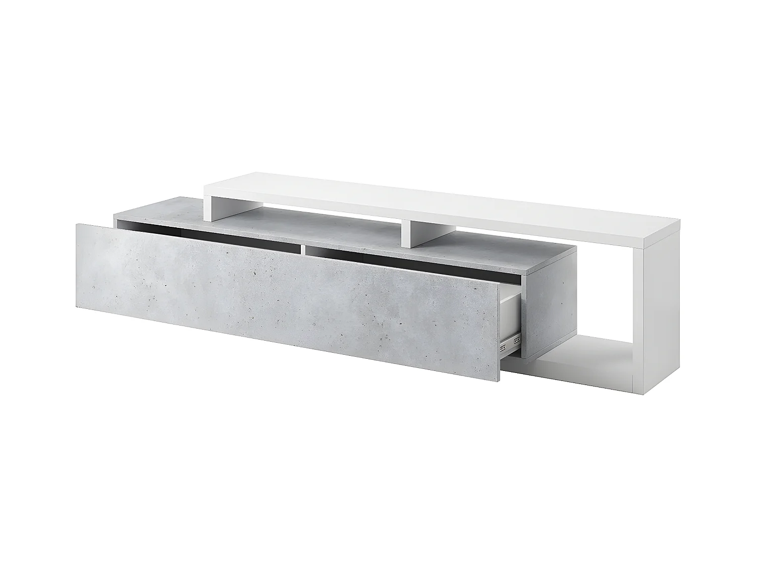 Móvel TV 1 gaveta Ilyes branco e betão 219cm