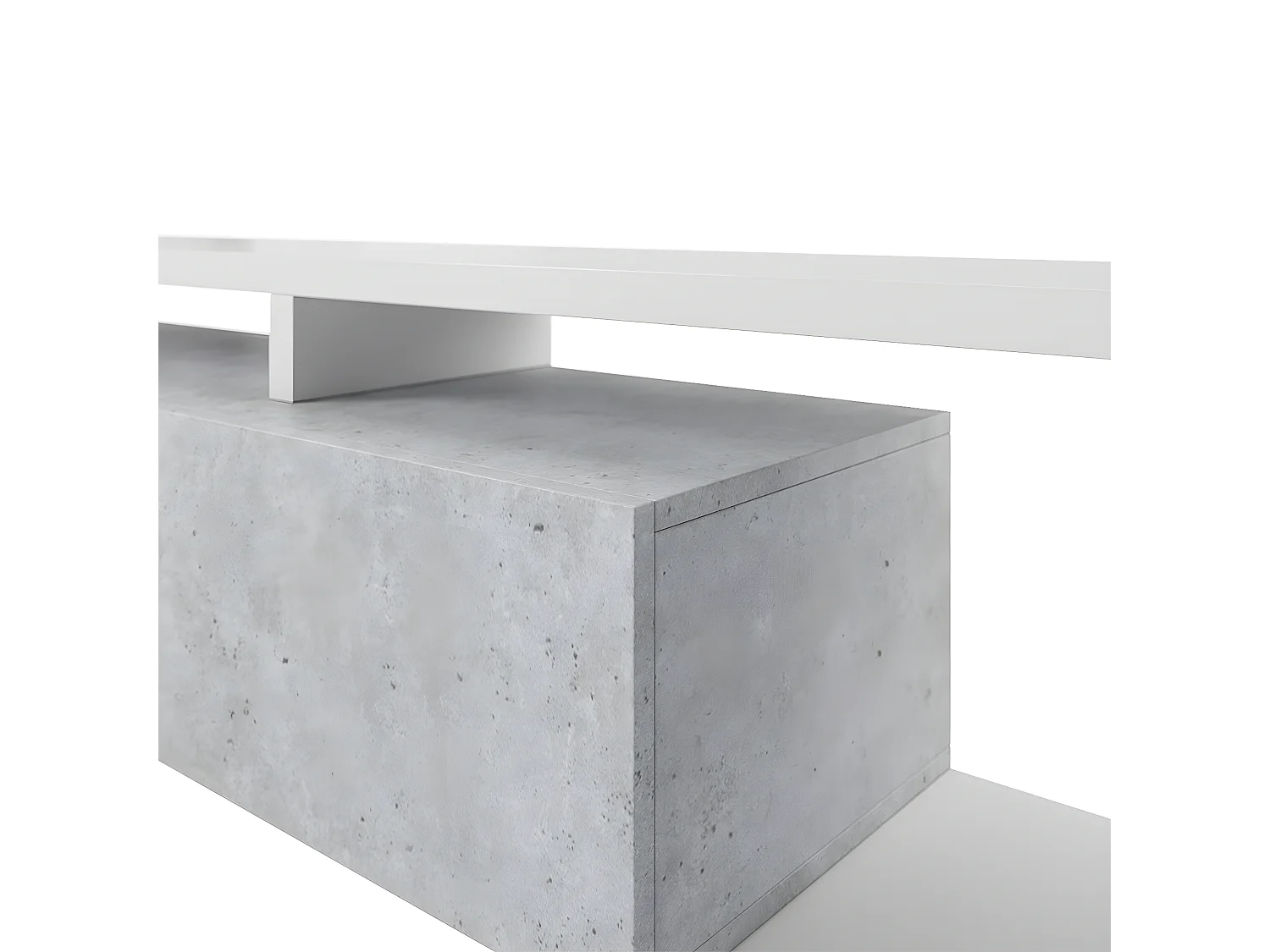 Meuble TV 1 tiroir 219 cm Ilyes Blanc et Béton