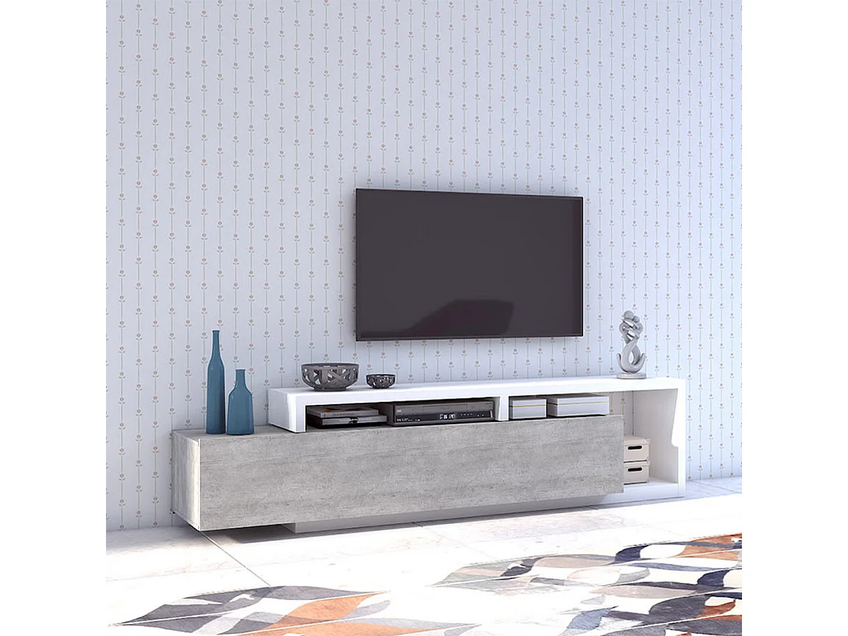 Ilyes Wit en Beton TV-meubel met 1 lade 219 cm