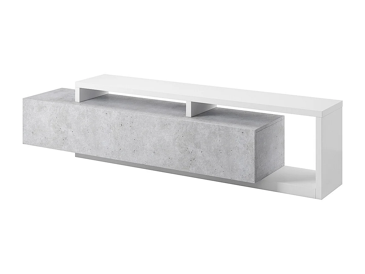 1-drawer TV stand 219 cm Ilyes White and Concrete