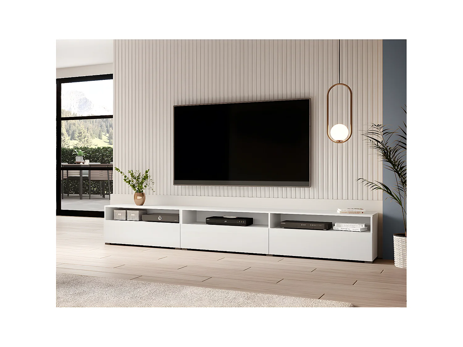 Sloan wit TV-meubel 1 lade vrijstaand of aan de wand 270 cm