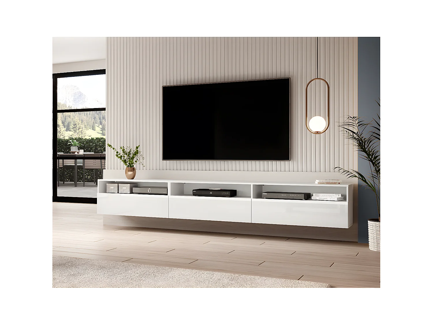 Sloan wit TV-meubel 1 lade vrijstaand of aan de wand 270 cm