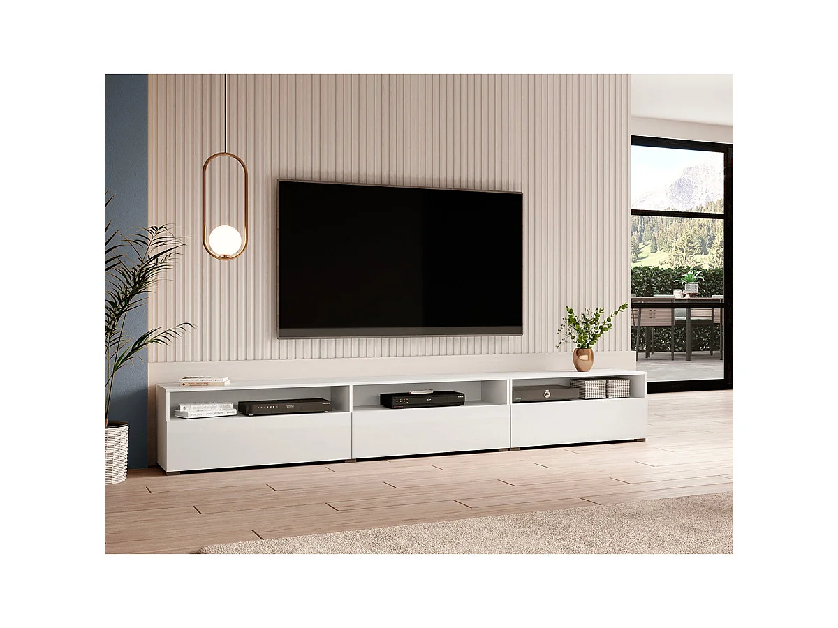 TV-Möbel auf Fuß oder an der Wand 1 Schublade 270 cm Sloan Weiß