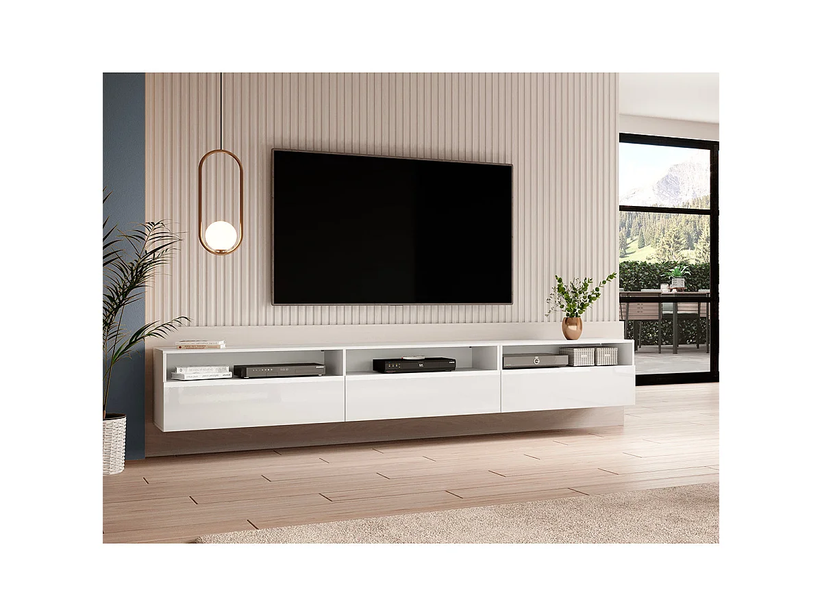 TV-Möbel auf Fuß oder an der Wand 1 Schublade 270 cm Sloan Weiß