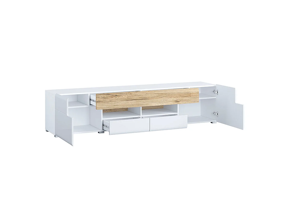 TV-bord med 2 døre og 2 skuffer 208 cm Jules Hvid og træ
