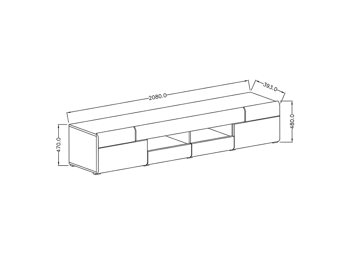 Meuble TV 2 portes 2 tiroirs 208 cm Jules Blanc et Bois