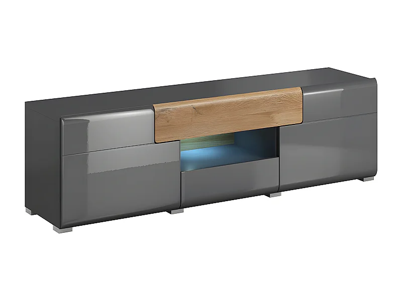 2-deurs 2-lades tv-meubel Jules grijs en hout 159 cm