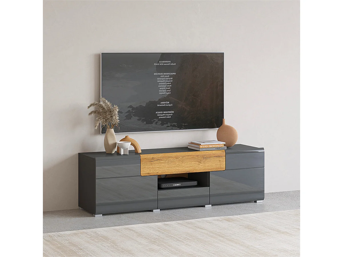 2-dørs 2-skuffe 159 cm Jules tv-bord i grå og træ