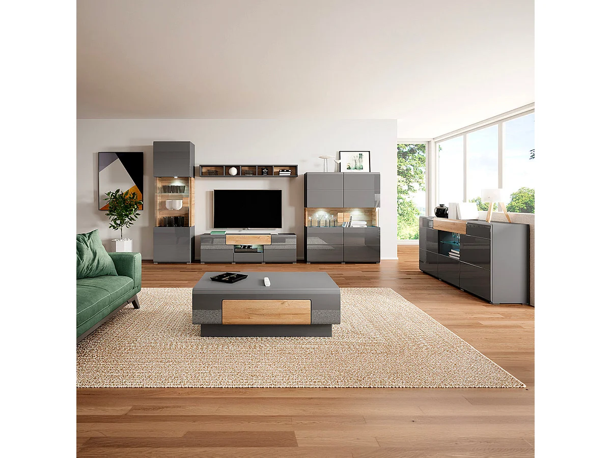 2-dørs 2-skuffe 159 cm Jules tv-bord i grå og træ