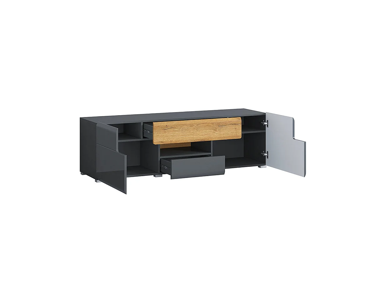2-dørs 2-skuffe 159 cm Jules tv-bord i grå og træ