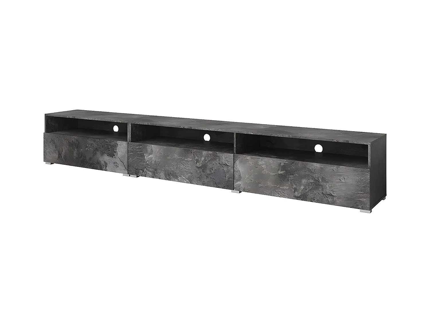 Meuble TV sur pied ou mural 1 tiroir 270 cm Sloan Béton foncé