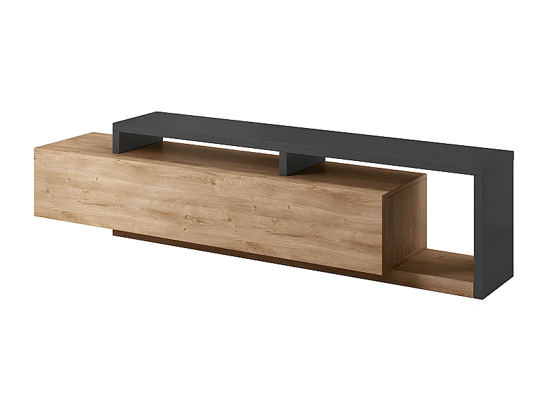 Meuble TV 1 tiroir 219 cm Ilyes Bois et Gris