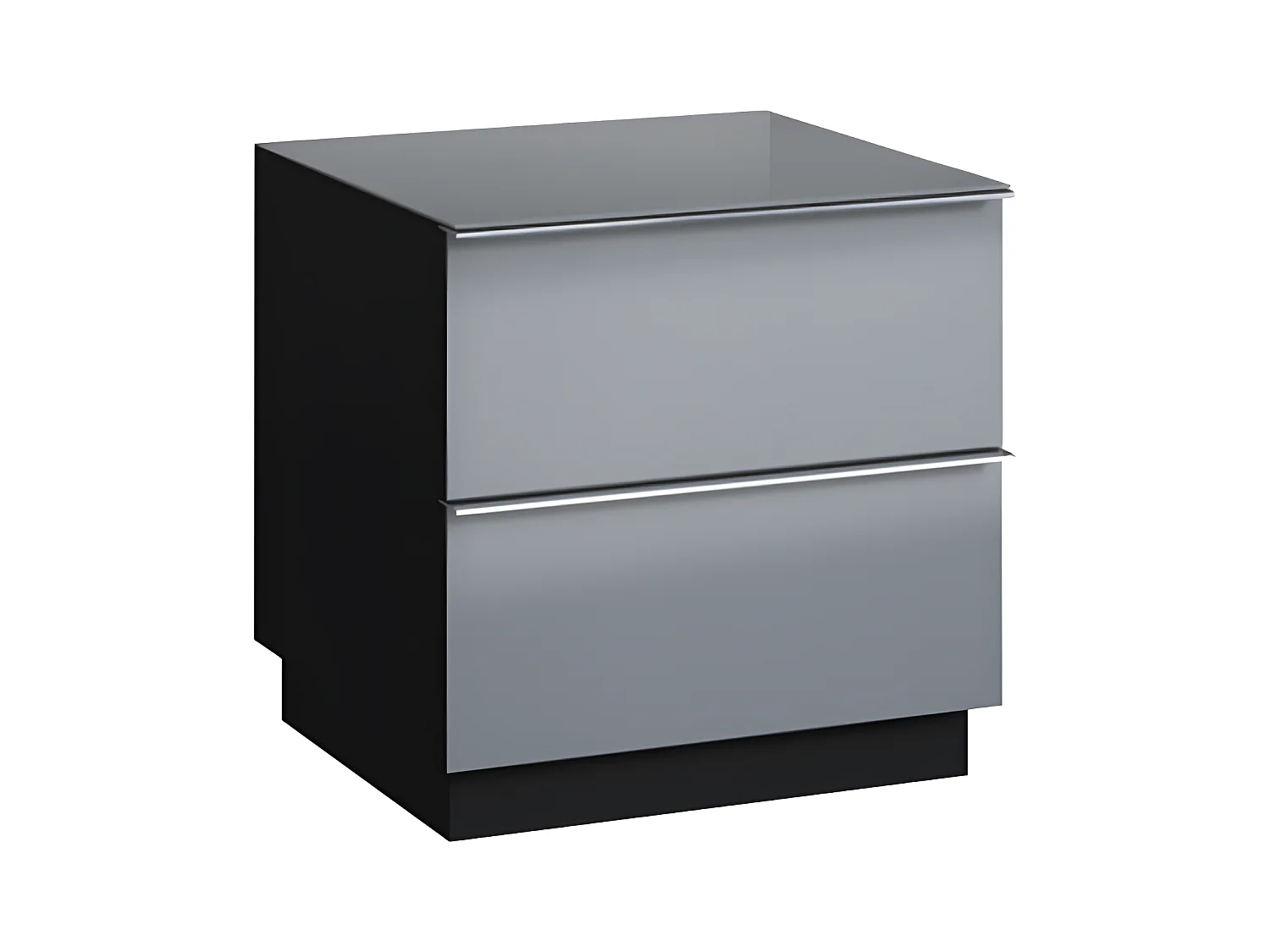 Meuble TV sur pied ou mural 2 tiroirs 50 cm Mathis Gris et Noir