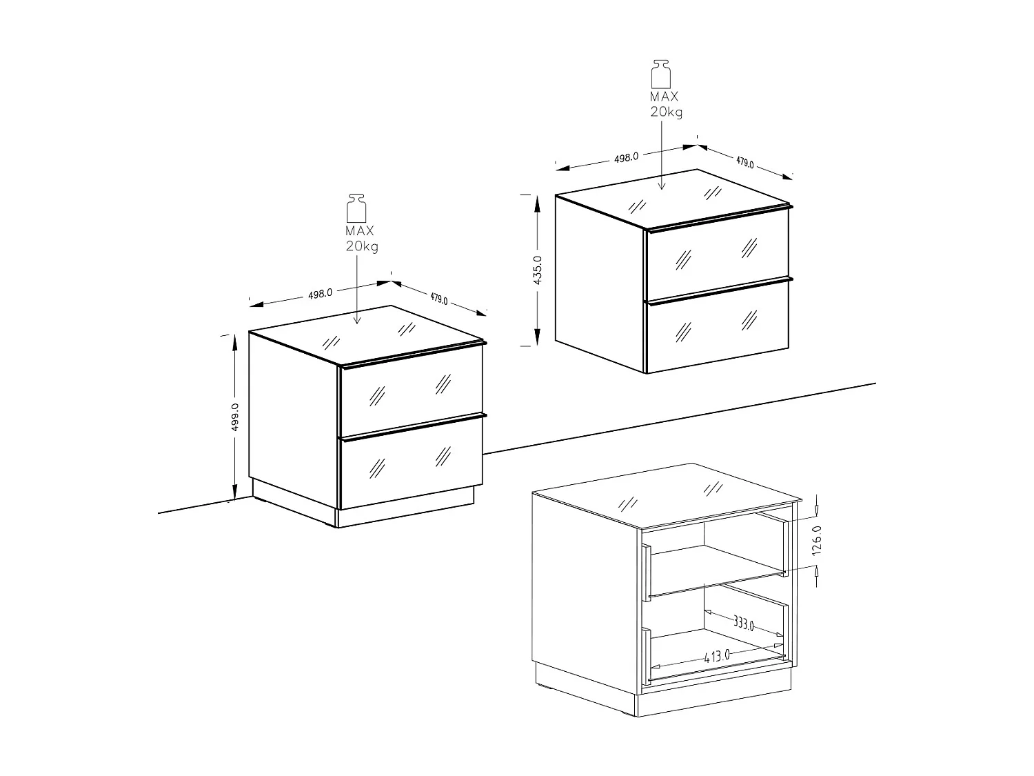 Mobile TV 2 cassetti Mathis grigio e nero 50cm