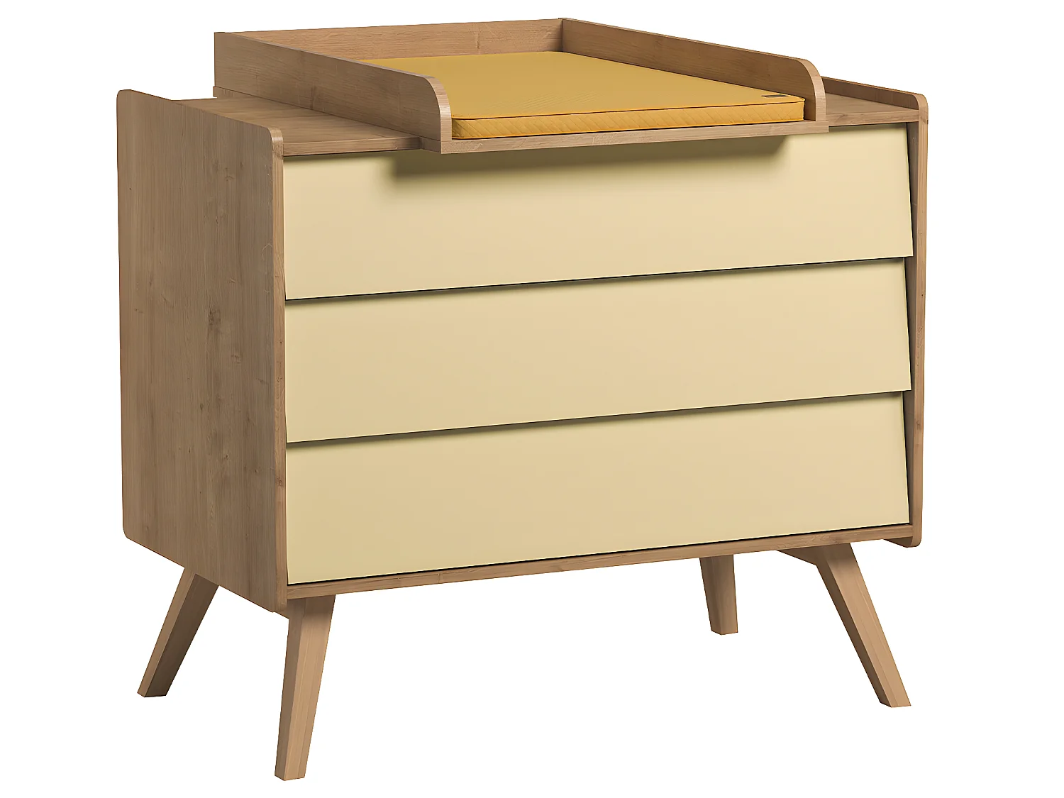 Chambre complète lit bébé - commode à langer - chiffonnier Vintage Bois Beige