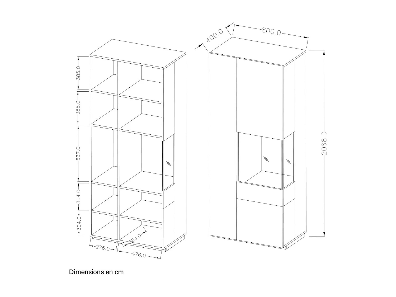Armário expositor 2 portas Andrea cinzento antracite e madeira 207cm