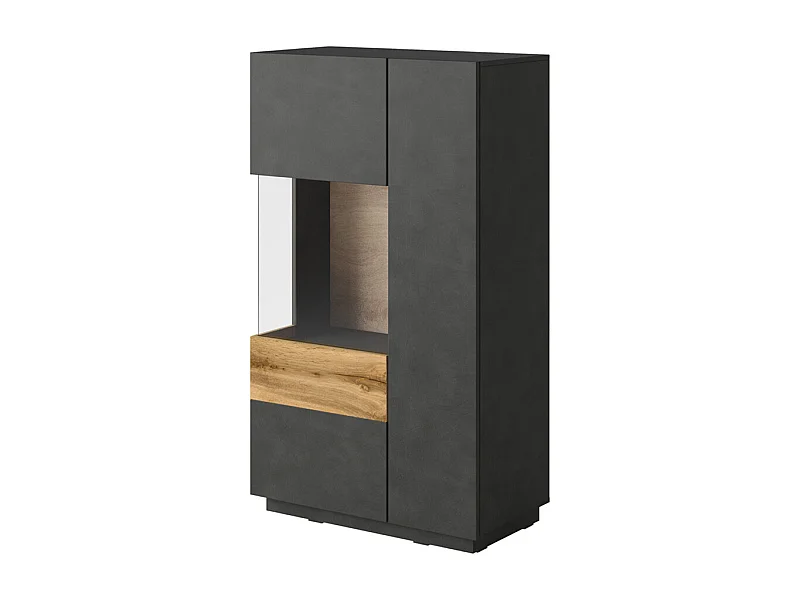 Vaisselier 2 portes ouverture gauche Andrea Gris anthracite et Bois