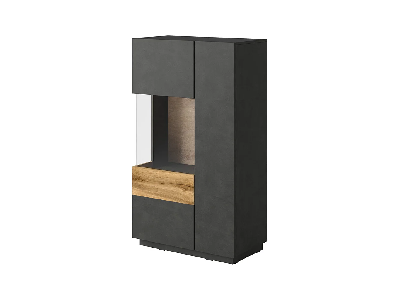 Vaisselier 2 portes ouverture gauche Andrea Gris anthracite et Bois