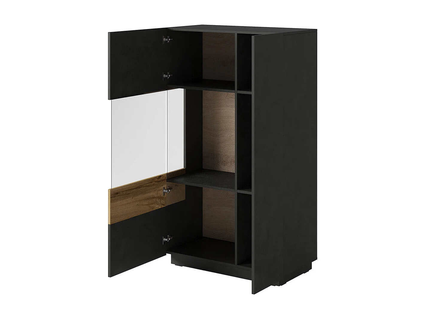 Vaisselier 2 portes ouverture gauche Andrea Gris anthracite et Bois