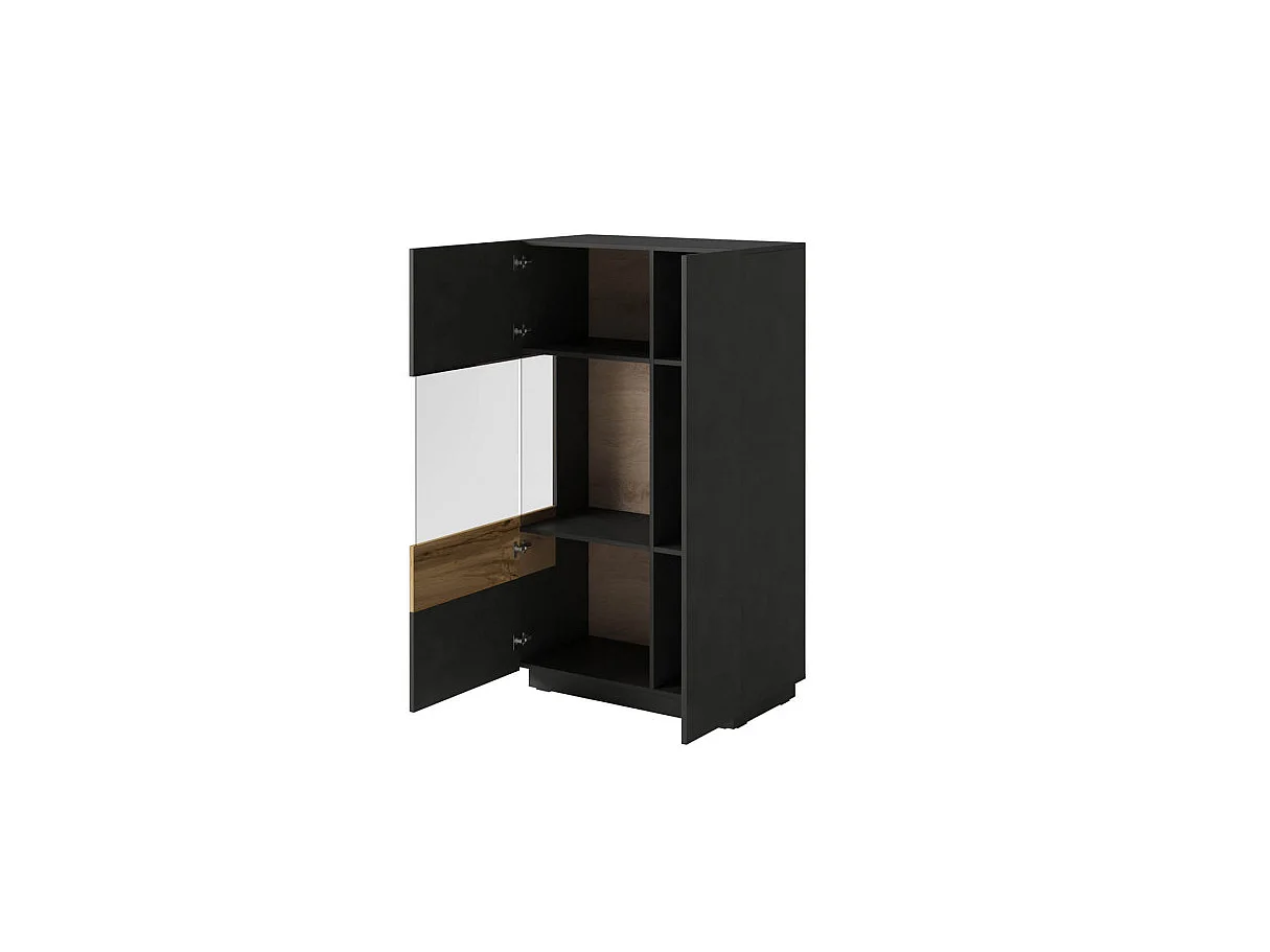 2-door left-handed dresser Andrea Anthracite grey and Wood