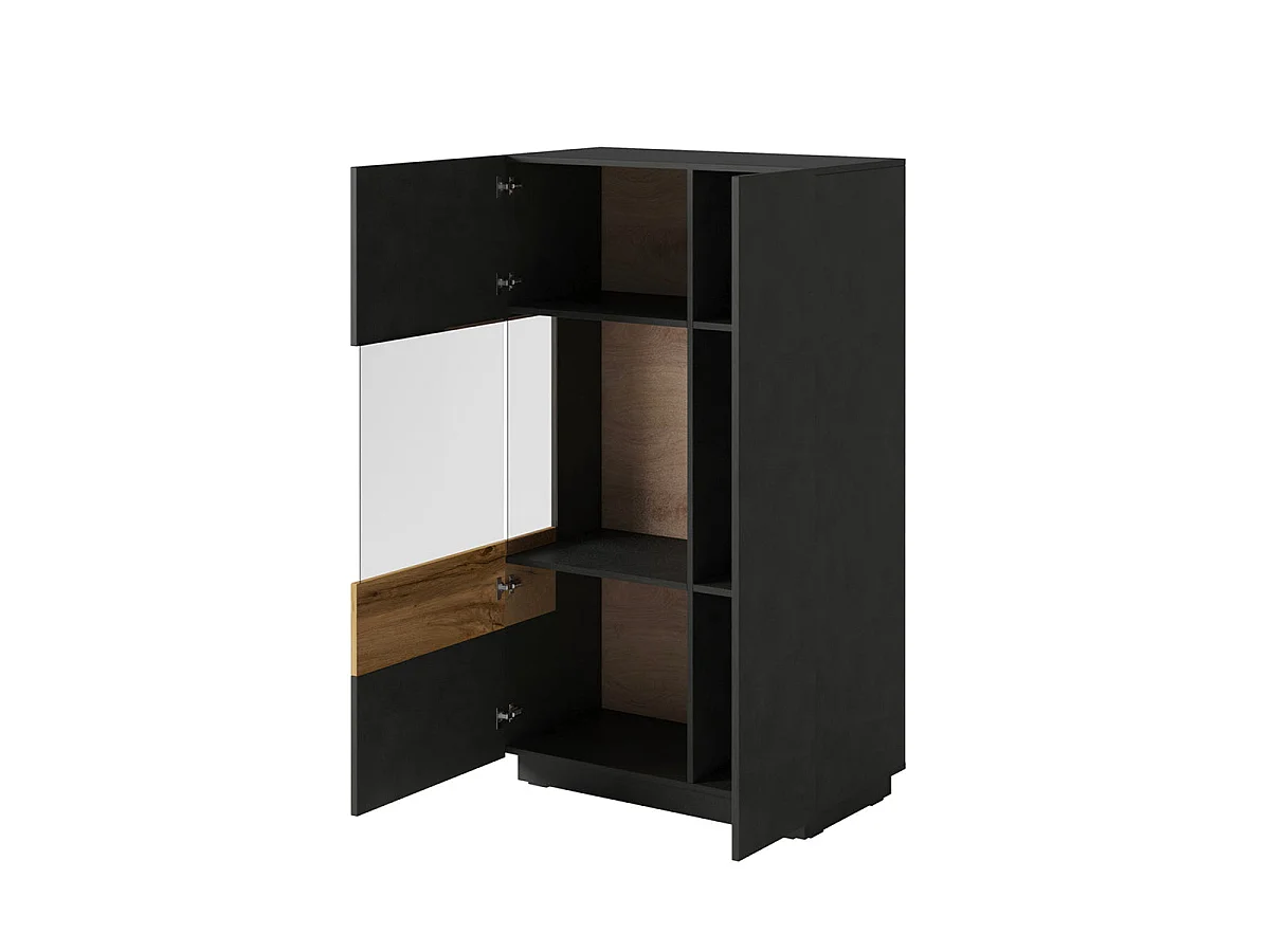Vaisselier 2 portes ouverture gauche Andrea Gris anthracite et Bois