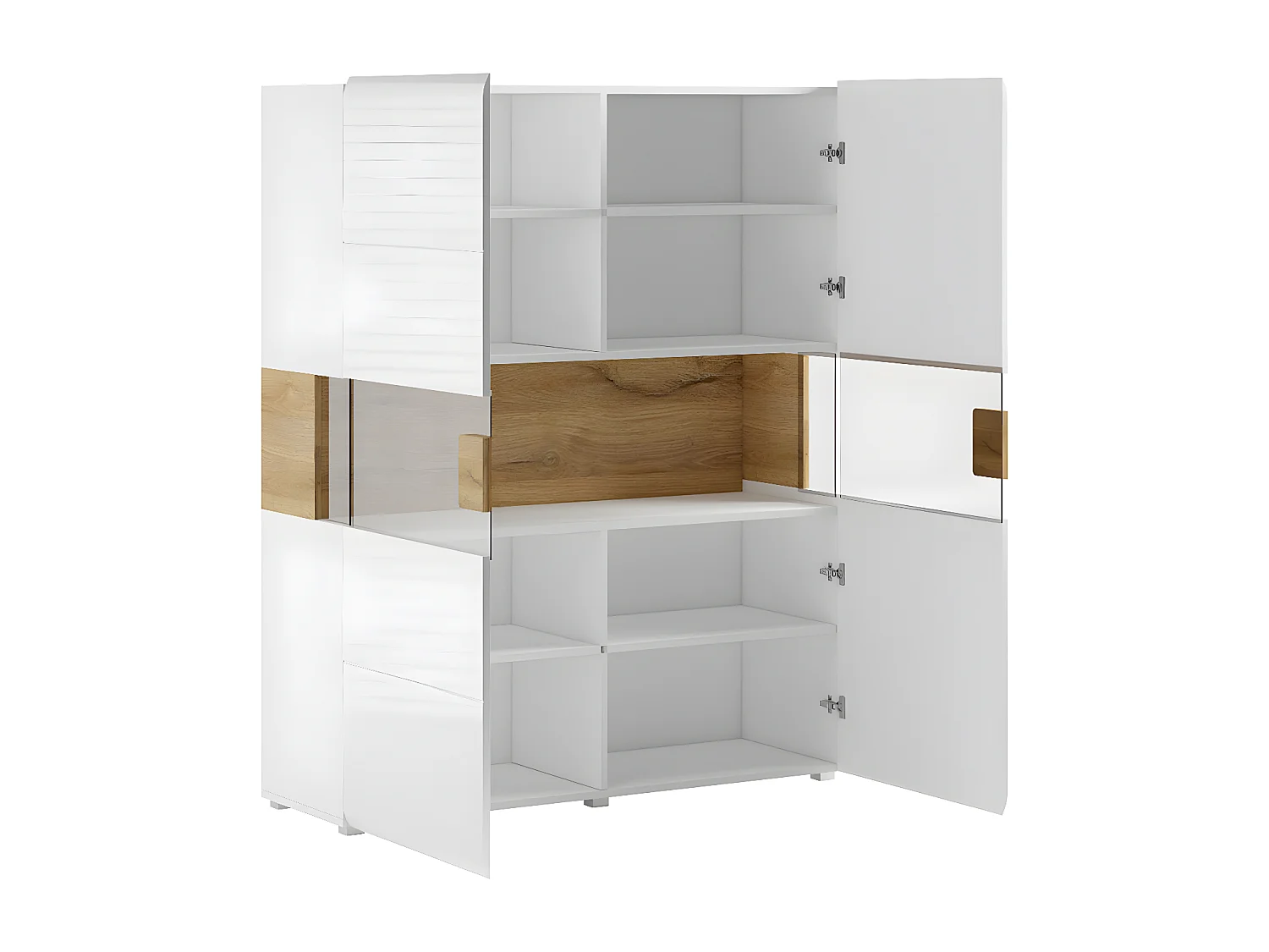 Vaisselier 2 portes avec LED Jules Blanc et Bois