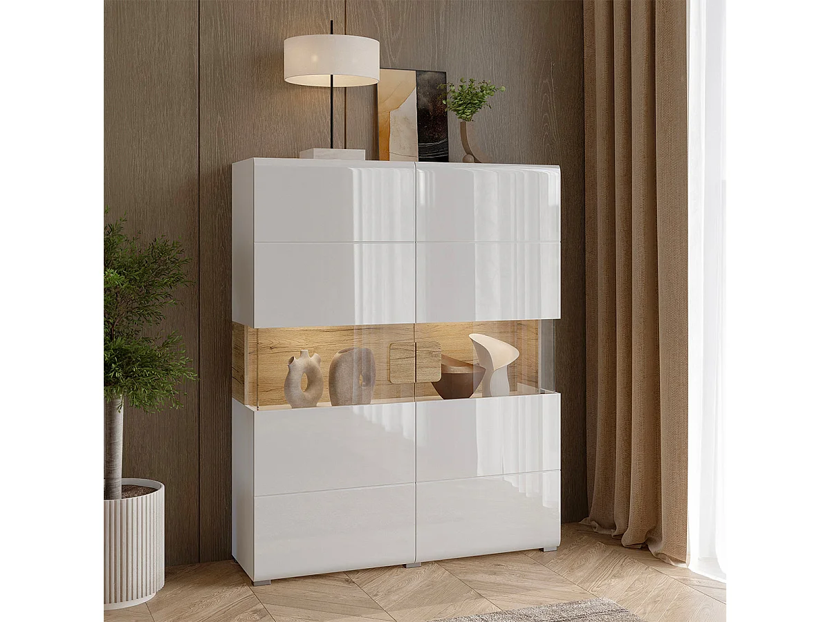 Jules Wit en Hout 2-deurs LED servieskast