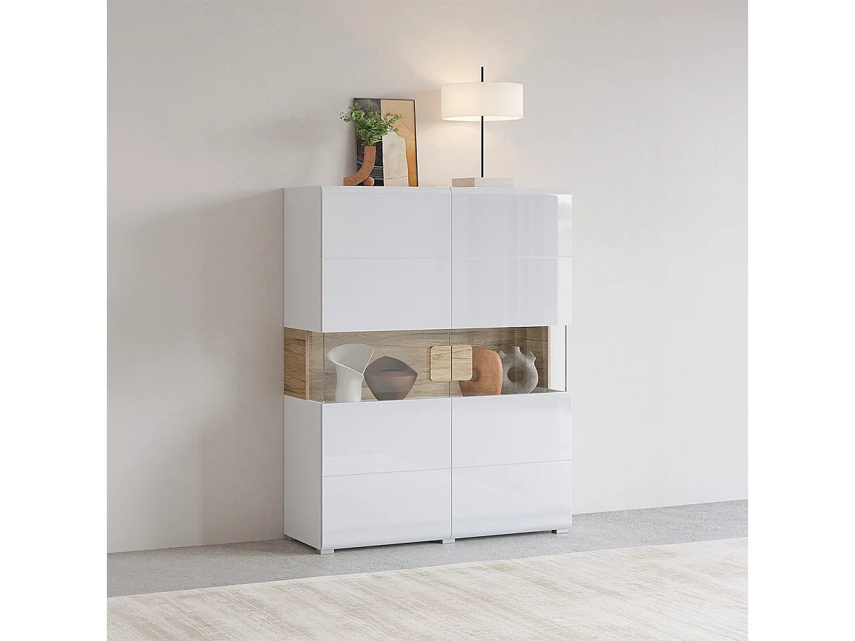 Jules Wit en Hout 2-deurs LED servieskast