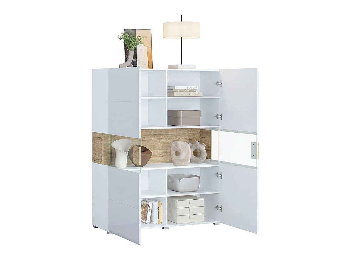 Jules Wit en Hout 2-deurs LED servieskast